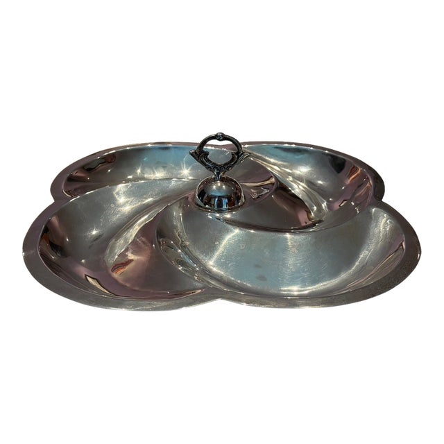 Solid Sterling Silver Divided Serving Dish For Sale