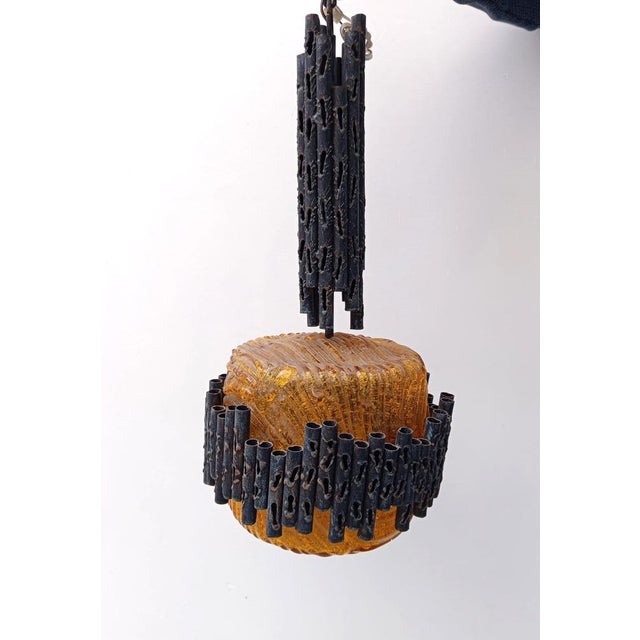 Brutalist Pendant Lamp attributed to Marcello Fantoni, 1960s For Sale - Image 12 of 13