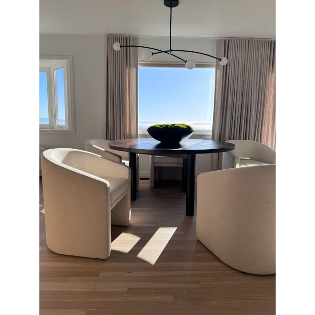 Modern Solid Oak Dining Table in Luxurious Dark Wood Tone For Sale - Image 4 of 14