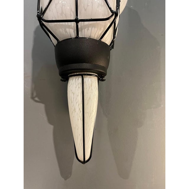 1980s Polychrome Murano Glass Wall Lamp with Black Metal Frame, Italy, 1980s For Sale - Image 5 of 8