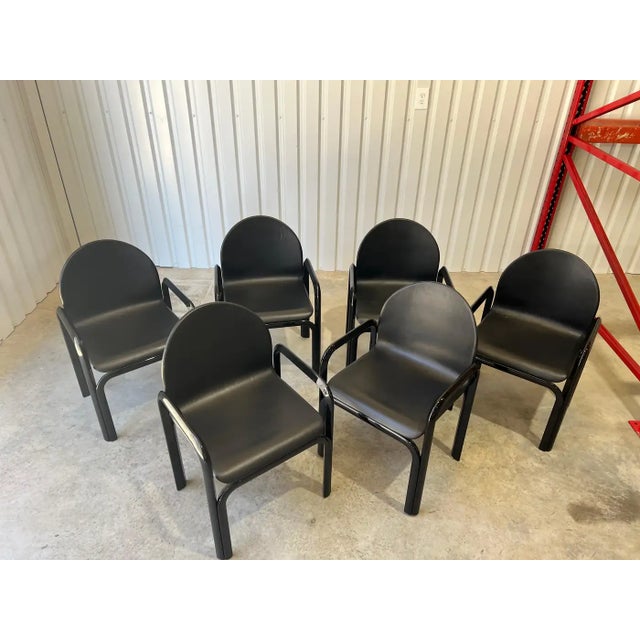 Mid-Century Modern Set of 6 Gae Aulenti for Knoll International 'Orsay' Dining Chairs 1984, Signed For Sale - Image 3 of 17