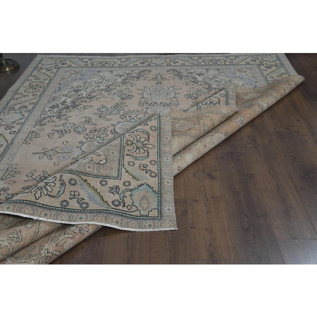 1970s Vintage Persian Handmade Wool Cotton Orange Area Rug For Sale In San Francisco - Image 6 of 11