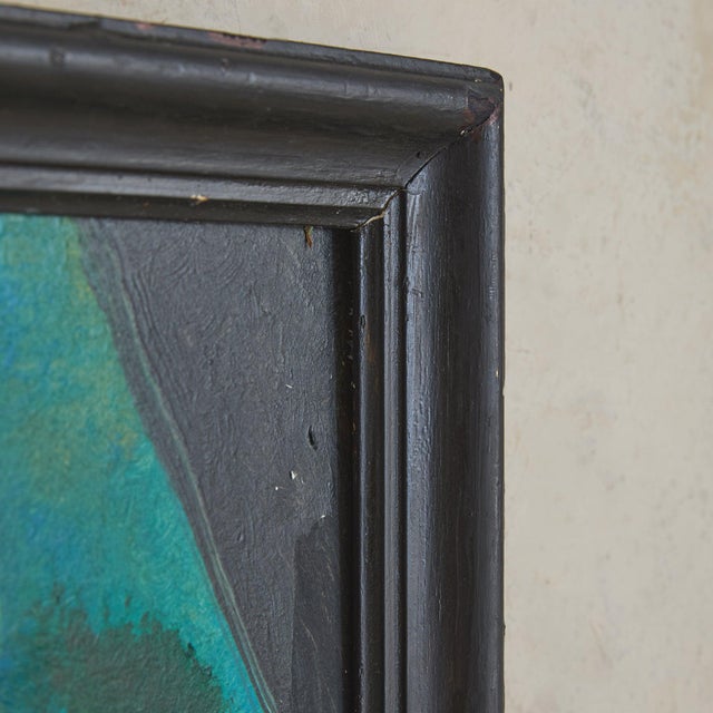 Green French Oil on Board Cubist Seascape Painting by Patrick Leroy, 1970s For Sale - Image 8 of 11