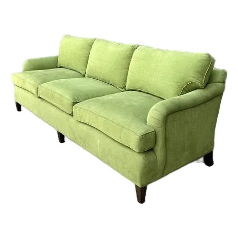 Vintage Baker Chartreuse Roll Arm Sofa For Sale