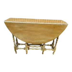 William & Mary Antique Style Bleached Wood Gate Leg Drop Leaf Dining Table