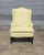 Store Item: Queen Anne Style Mahogany Wing Chair Yellow Check Fabric Slipcover Made in Virginia by Honeycutt Description:...