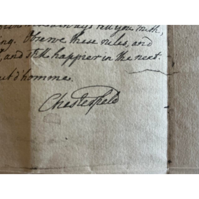 Black Antiquarian Manuscript - Letter of Lord Chesterfield to His Son - Mid 18th C For Sale - Image 8 of 9