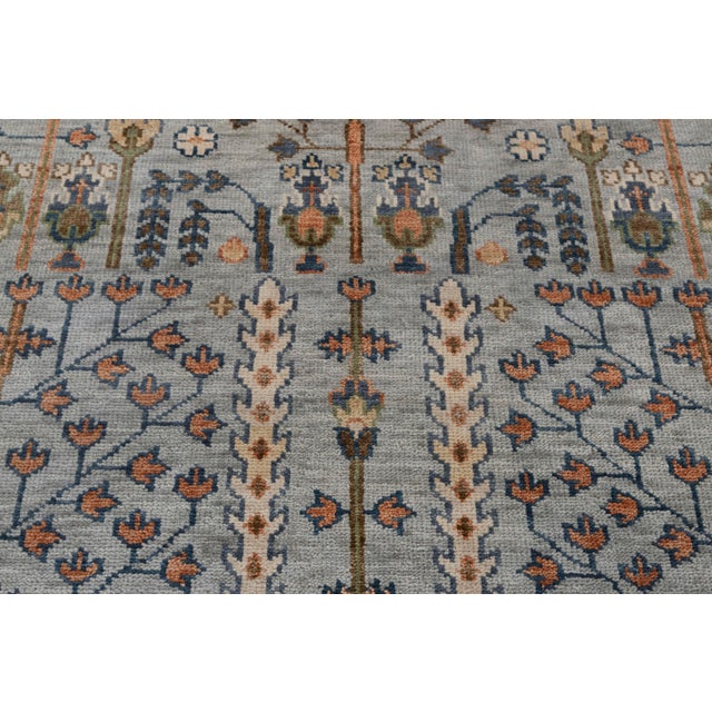 9x12Ft. Light Grey Classic Persian Tree of Life Modern Designer Oushak Turkish Style Wool For Sale - Image 6 of 12