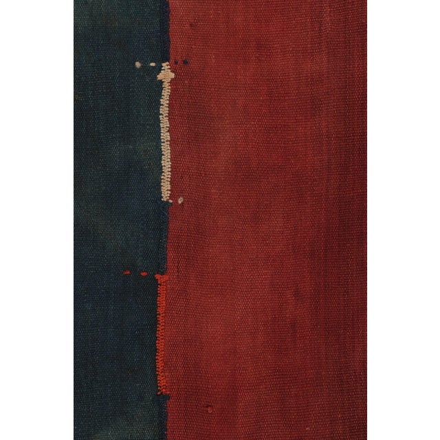 Traditional Vintage Turkish Patchwork Rug Kilim With Red and Blue Stripes - Rug & Kilim For Sale - Image 3 of 9