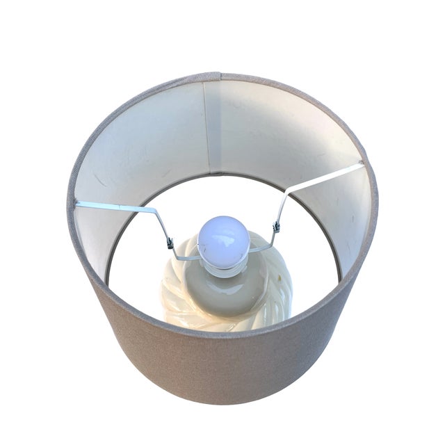Large Beige Ceramic Table Lamp For Sale - Image 5 of 6