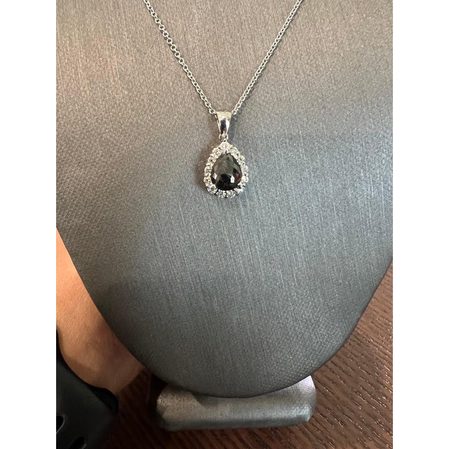 2.34 Carat Black Diamond White Diamond White Gold Chain Pendant For Sale In Los Angeles - Image 6 of 7