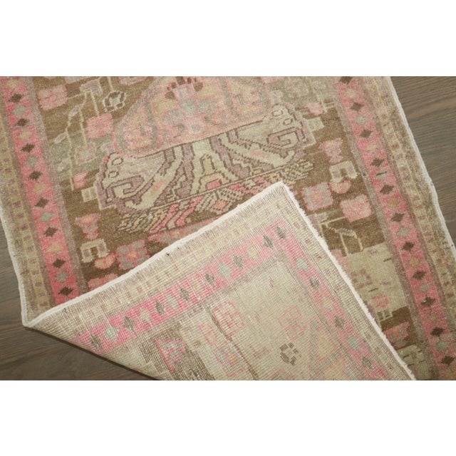Textile Antique Zabihi Collection Persian Brown Pink Small Rug For Sale - Image 7 of 7