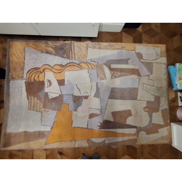 Cubist Beige Rug by Pablo Picasso, 1980s For Sale - Image 3 of 8
