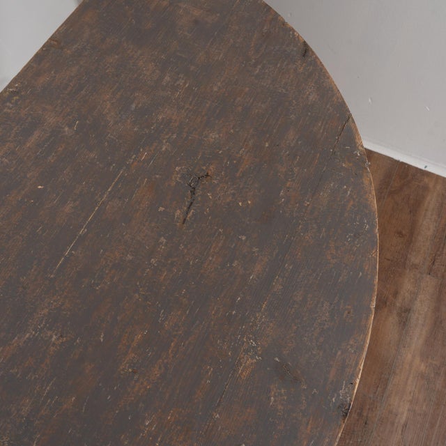 Mid 19th Century Pair of 19th Century Swedish Painted Demilune Pine Side Tables Consoles For Sale - Image 5 of 16