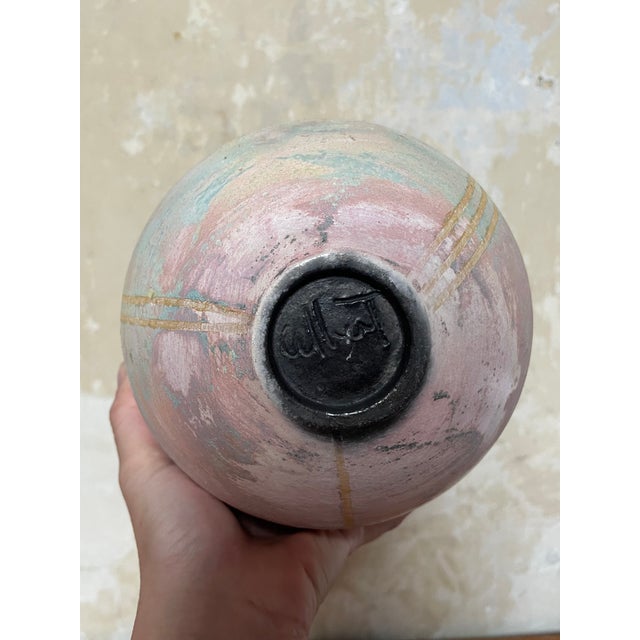 Vintage Postmodern Studio Pottery Pastel Raku Vase For Sale In Philadelphia - Image 6 of 8