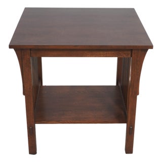 Stickley Mission Oak Two-Tier Square Lamp Table For Sale