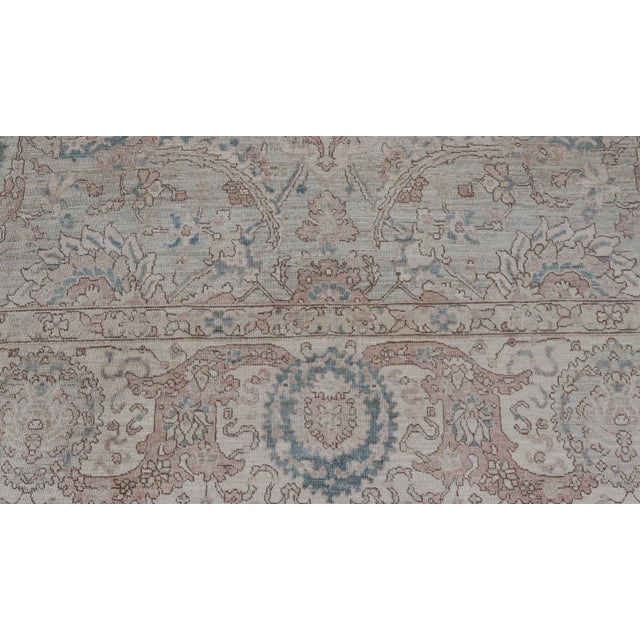 Textile Mohtasham Kashan Design in Soft Tan, Taupe, Light Blue, and Ivory 9'3 X 13'7 For Sale - Image 7 of 11