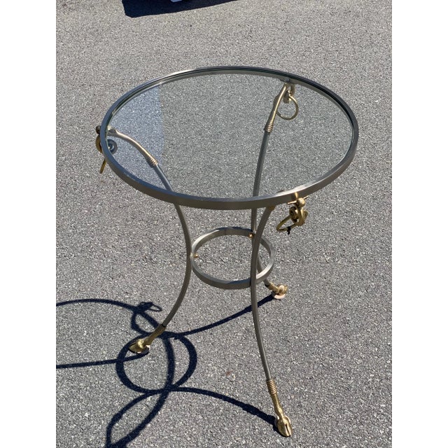 Mid 20th Century Mid 20th Century Vintage Steel and Brass Gueridon Table For Sale - Image 5 of 6