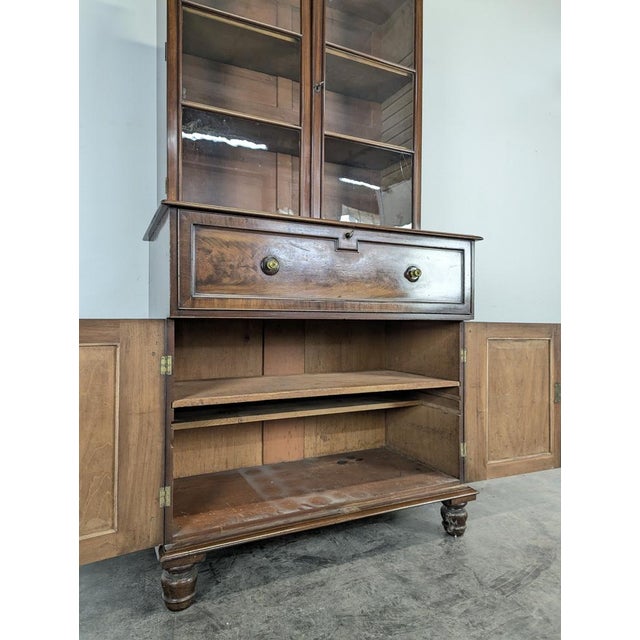 Brown English Mahogany Bookcase with Secretary For Sale - Image 8 of 14