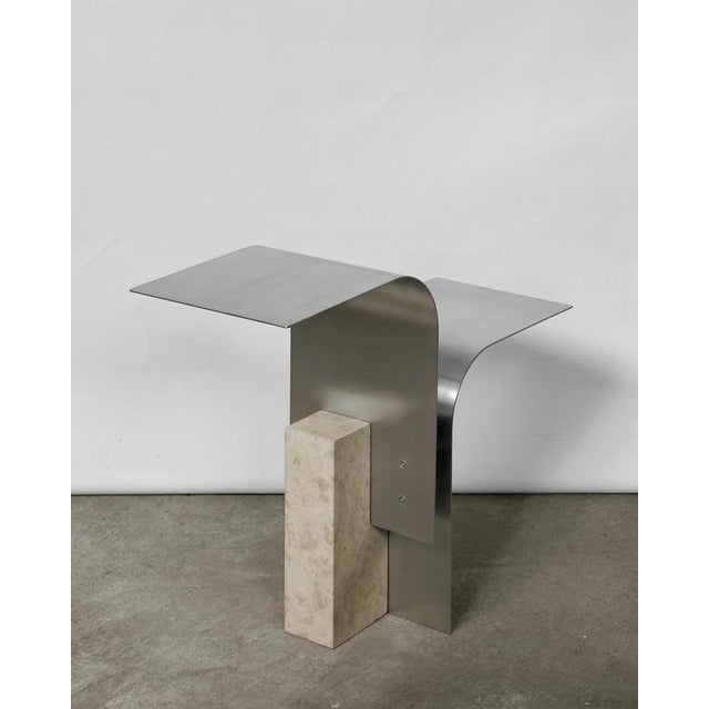 Tau 2.0 Coffee Table in Raw Aluminum & Giallo Distria Marble by D´ARK Atelier For Sale - Image 9 of 10