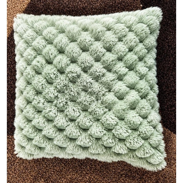 Art Deco Plush Textured Decorative Throw Pillow With Zipper - 16x16 Inches For Sale - Image 3 of 10