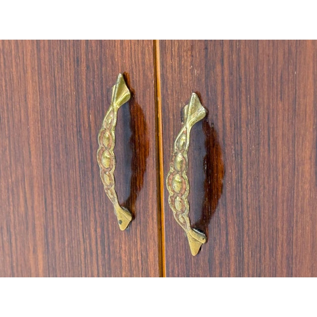 Wood Italian Modern, Wood, Brass, Glass, Nightstands, Italy, 1950s For Sale - Image 7 of 13