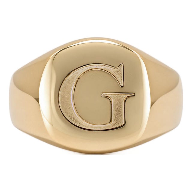 Men’s David Yurman Streamline G Initial 18k Yellow Gold Pinky Statement Ring For Sale