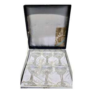 Vintage Hoya Crystal Japan Cut Crystal Wine Glasses – Set of 6 with Original Satin Case