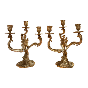 Pair of Late 19th Century French Bronze Three-Light Candelabra