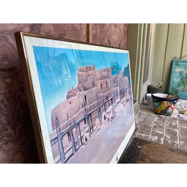 1975 O'Keefe Taos Pueblo Lithograph, Framed Jack O'Grady Galleries Chairish