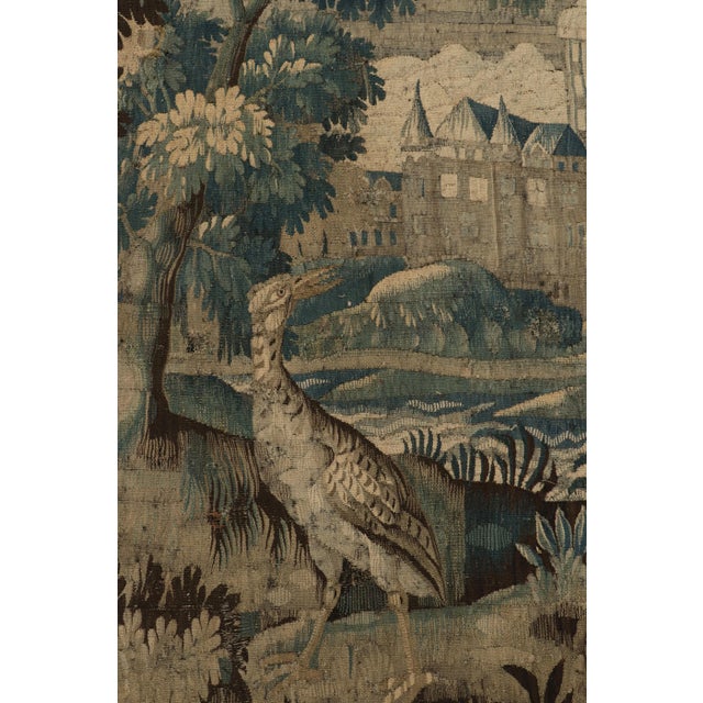 Traditional Antique French Needlepoint Pictorial Tapestry in Blue and Cream Tones - Rug & Kilim For Sale - Image 3 of 10
