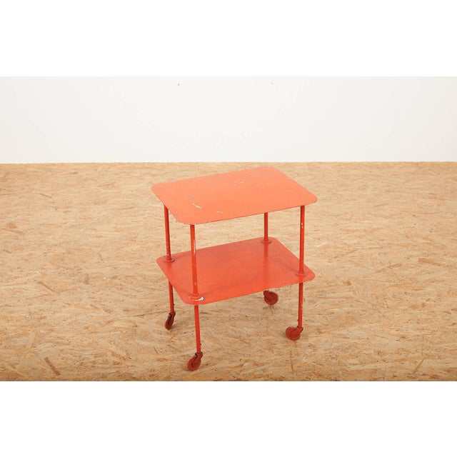 Serving Side Table with Steel Tube Frame and Sheet Metal Shelves For Sale - Image 11 of 11