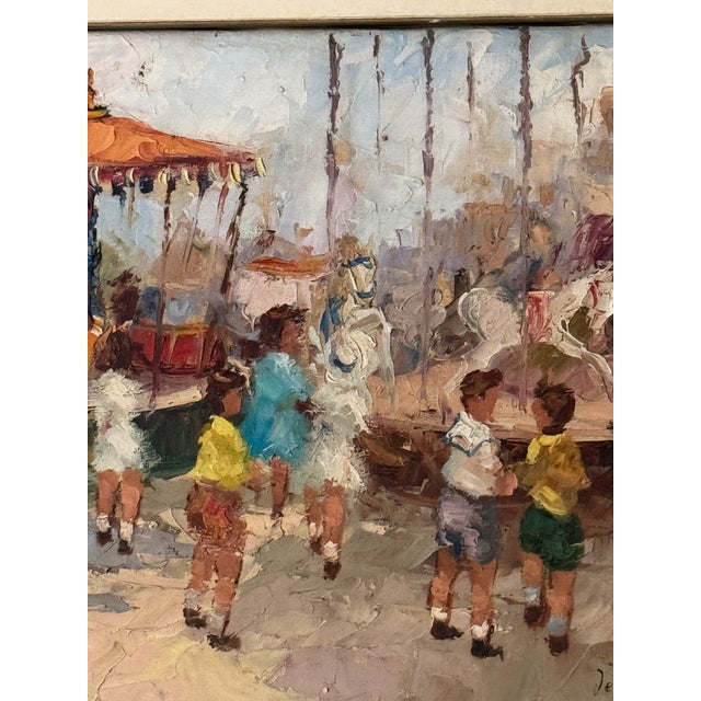 Jean Boissin Mid-Century Impressionist Style Oil Painting Carnival Scene in France For Sale - Image 13 of 15