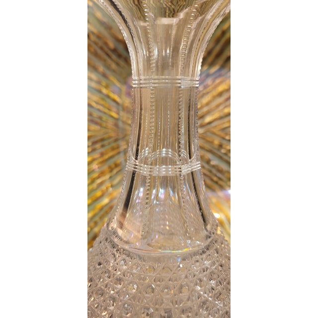 Transparent Antique American Brilliant Cut Glass Carafe Hobstar Crystal C1900 For Sale - Image 8 of 12