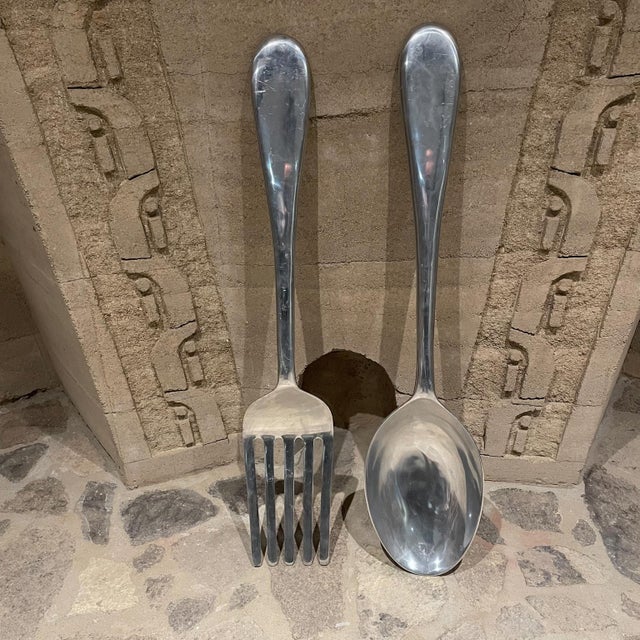 1970s 1970s Curtis C Jere Giant Fork & Spoon Pop Art Wall Sculptures - a Pair For Sale - Image 5 of 12