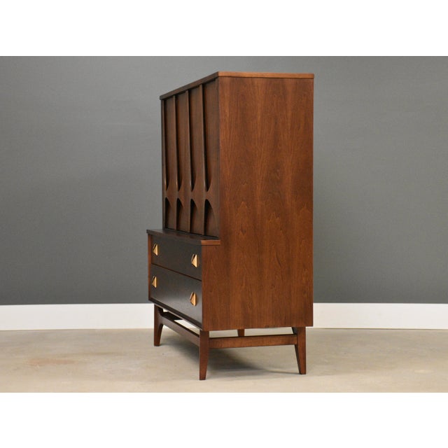 1960s Refinished Broyhill Brasilia Walnut Tall Mid Century Dresser For Sale In Boston - Image 6 of 12