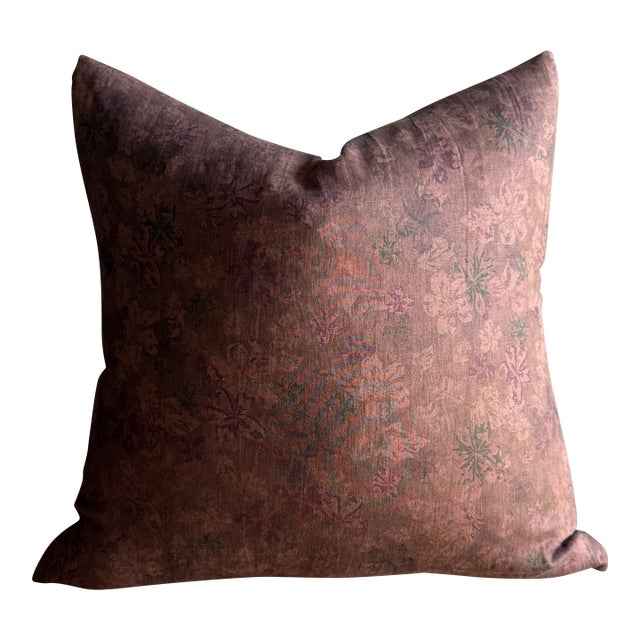 Harriet Brown Linen Floral Pillow Cover 20 X 20 For Sale
