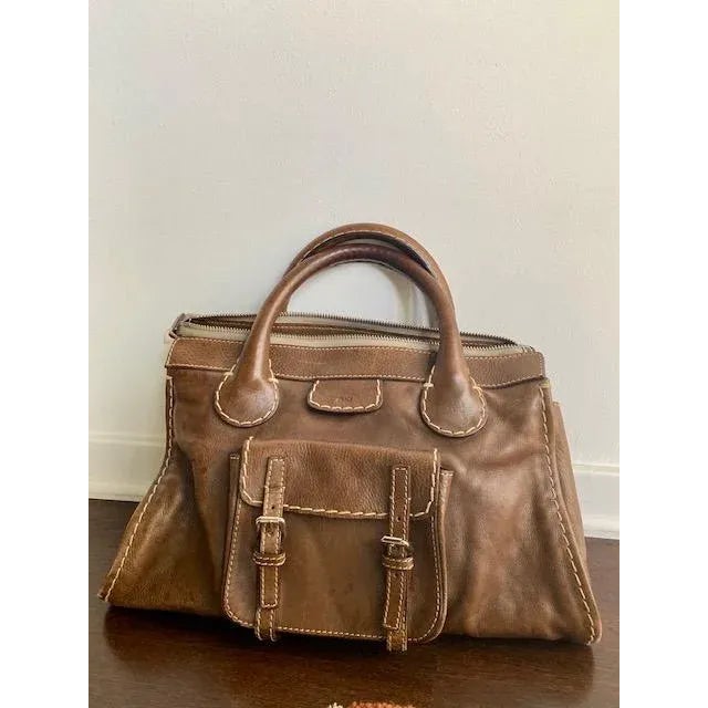 Vintage Chloé Edith Top Handle Satchel Handbag, Phoebe Philo Edition, Medium Brown/Taupe, Made in Italy For Sale - Image 11 of 12