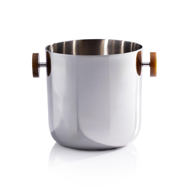 Spiga Stainless Steel Ice Bucket, Nickel with Amber Accent For Sale - Image 4 of 4