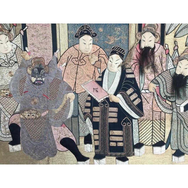 Antique Chinese Pictural Embroidery with Silk and Metal, 1920s For Sale - Image 3 of 17