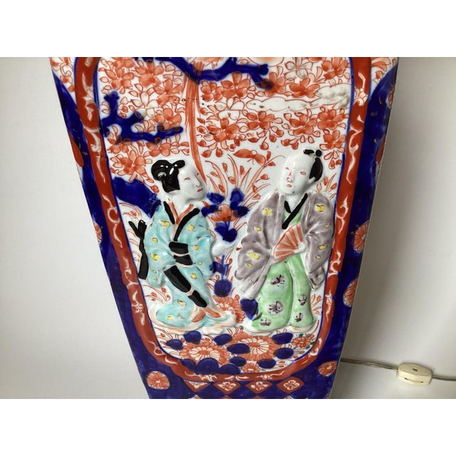 A Antique Japanese Imari Porcelain Lamp For Sale - Image 9 of 9