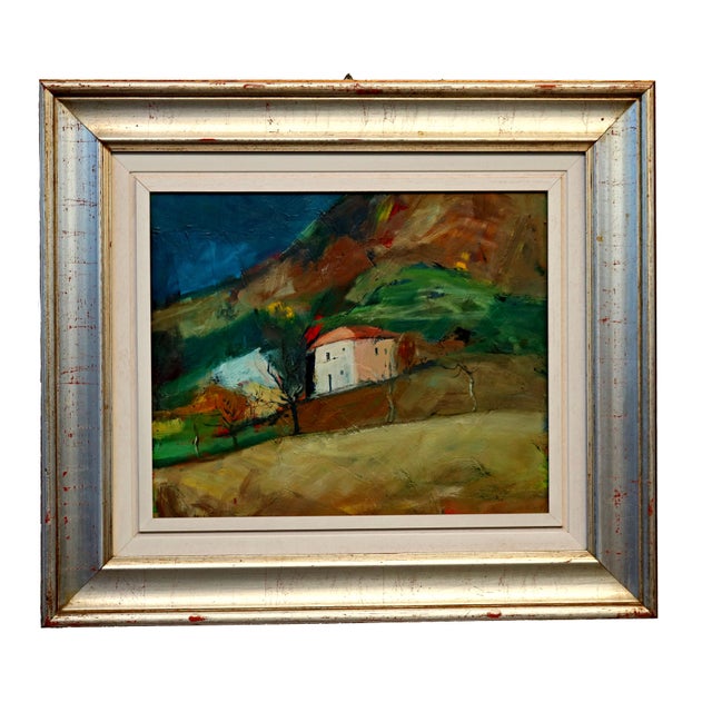 Piero Leo, Landscape, 1971, Oil Painting on Hardboard, Framed For Sale - Image 11 of 11