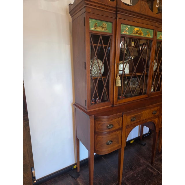 Antique Federal Style Mount Vernon Mahogany China Cabinet Bookcase 1920s For Sale - Image 11 of 18