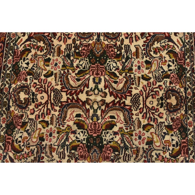 Ivory Fine Bidjar Rug 3’11” X 4’7” Ivory Wool Vintage Hand-Knotted Oriental Carpet For Sale - Image 8 of 12
