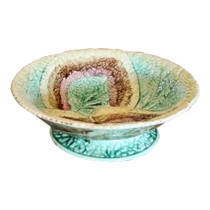 Begonia Majolica Antique Compote Serving Dish