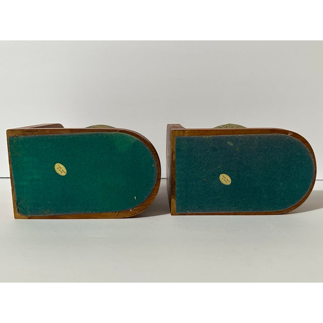 Vintage Mid 20th Century Wood and Paper Mache Old World Globe Book Ends- Pair of 2 For Sale In Orlando - Image 6 of 12