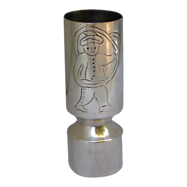 Late 20th Century Rare Silver Plate Sanborns Double Jigger Holloware Barware With Etched Design For Sale