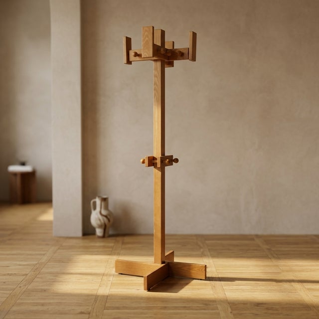 Mid-Century Freestanding Pine Coat Rack in Wood, Europe, 1970s For Sale - Image 13 of 13