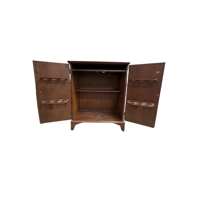 Wood Vintage Mid-Century Modern Flip-Top Cocktail Bar Cabinet, C. 1960s For Sale - Image 7 of 16