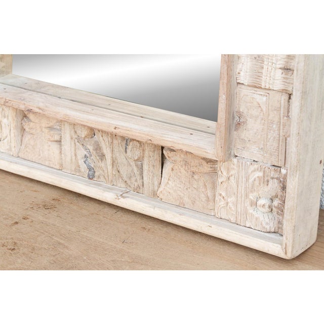 1990s Rust Modern Farmhouse Carved Mirror For Sale - Image 5 of 8